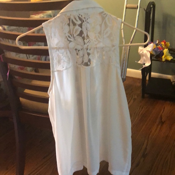 White Lacey Button-Down - Picture 3 of 3